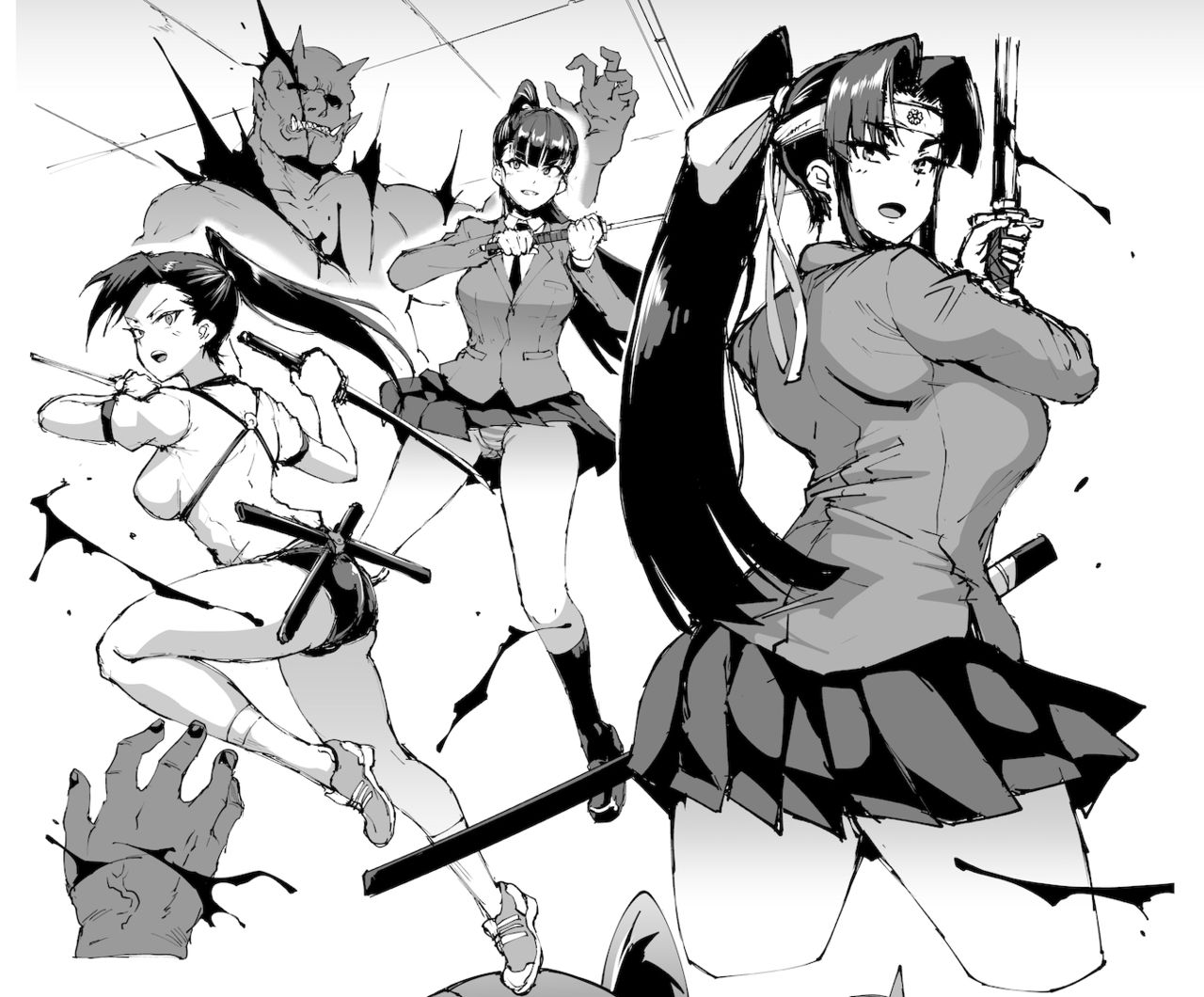 黒髪ポニテツリ目JK退魔部ラクガキ 5, 6 page 1 full