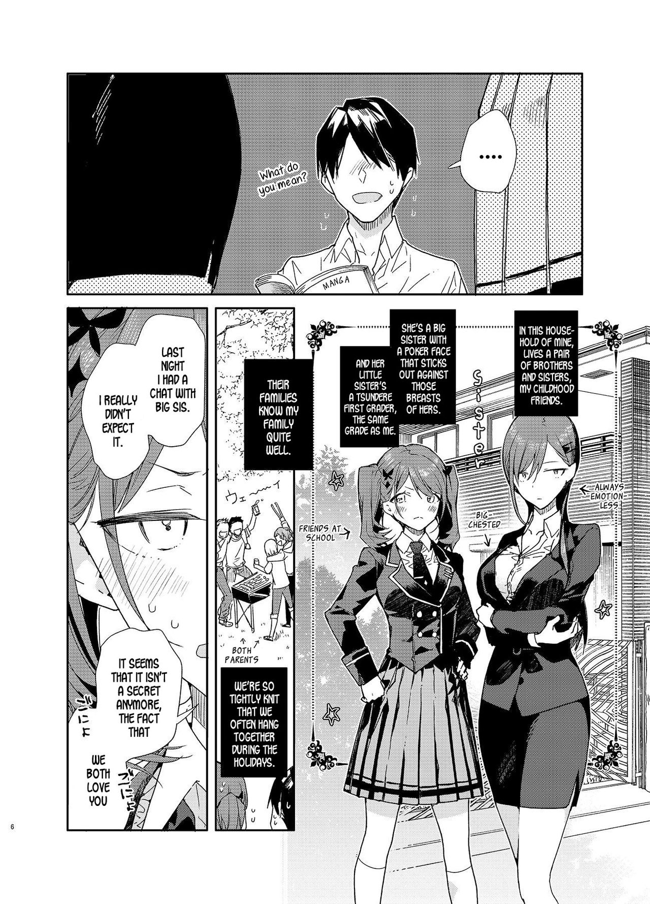 Kinjo no Tsuntsun Imouto to Muhyoujou Ane ni Semarare Ecchi page 6 full