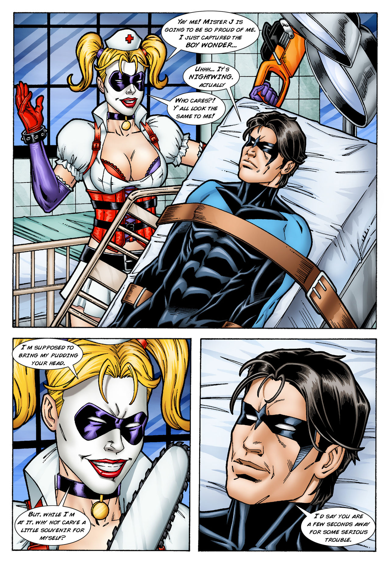 Batman and Nightwing discipline Harley Quinn page 1 full