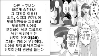 [Onna ni Yoru Onna e no Ryoujoku] OL Hitomi Jigoku no Fukushuu Shuuchi Zeme ~Onna Joushi wa Buka no Kanchou Dorei~ Zenpen [Korean] [qpqp00] cover