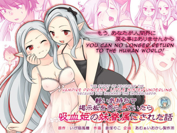 [Amuai Okashi Seisakusho (Kuratsuka Riko, Iga Senpuki)] Karui Kimochi de Keijiban o Arashite Itara Kyuuketsuki no Imouto Kenzoku  | The story of becoming the vampire princess' little sister underling because you spammed the imageboards. [English] [de cover
